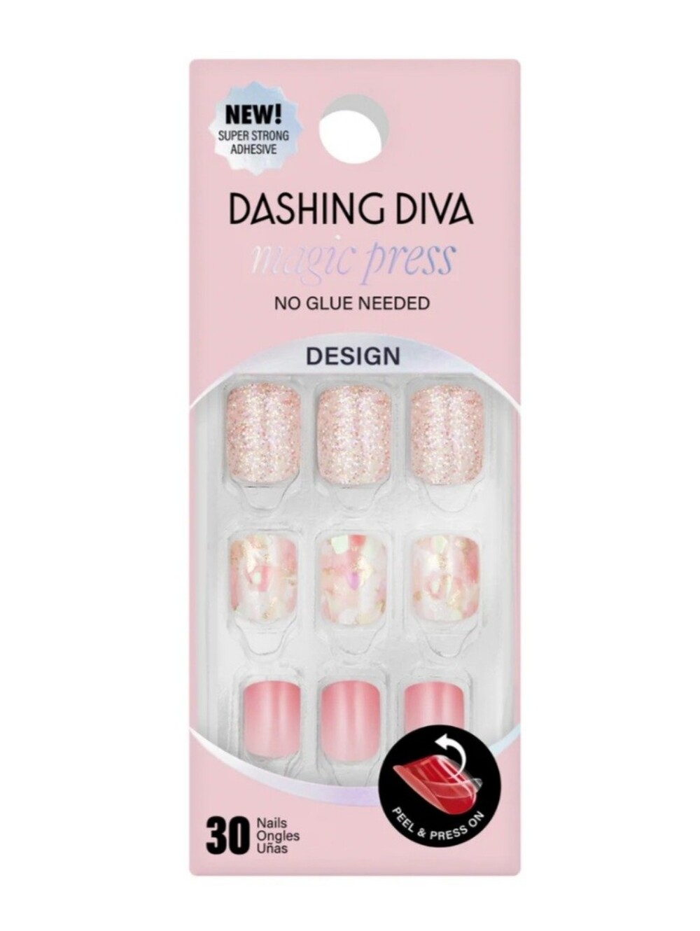 Dashing Diva Magic Press Pink Glitter & Marble Press-On Nails